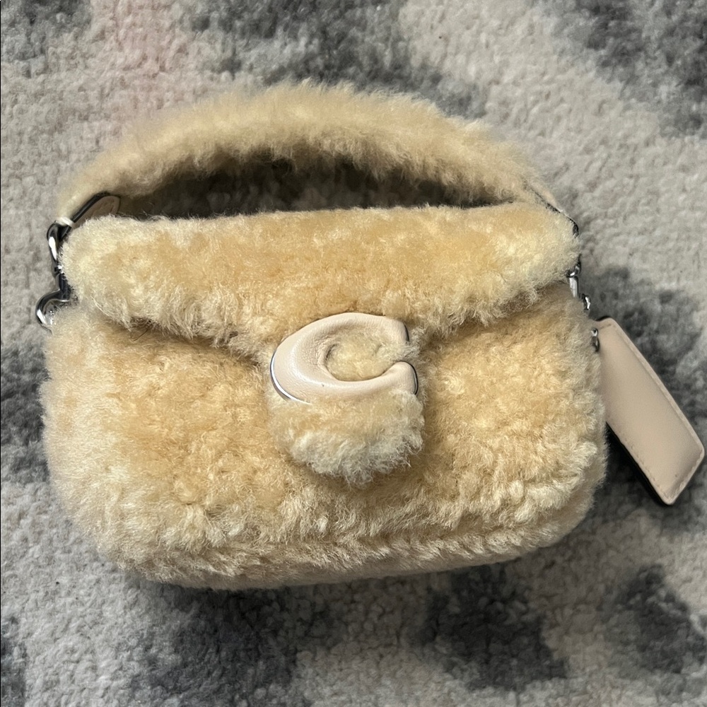 Coach  Shearling Mini Bag in Cream - Designer Style